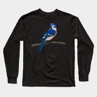 Blue Jay Bird Illustration Long Sleeve T-Shirt